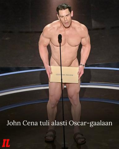 Showpainija ja näyttelijä John Cena jakoi Oscar-gaalassa parhaan puvustuksen palkinnon. Pysti meni…