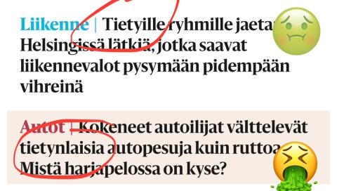 Hesarin selaaminen käy nykyään nopeasti. Onneton otsikointi lopettaa koko selaamisen siihen…