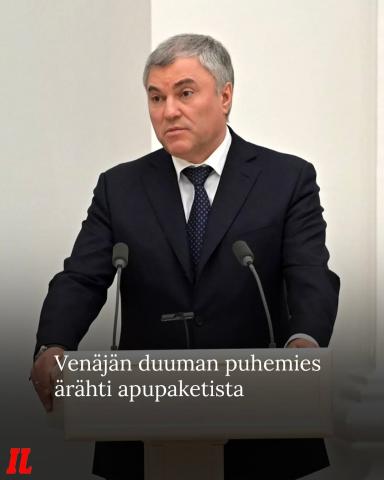 Venäjän parlamentin alahuoneen eli duuman puhemies Vjatšeslav Volodin kirjoittaa Telegram-kanavallaan Yhdysvaltain edust...