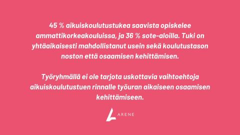 Työuran aikaista jatkuvaa oppimista kehittävän työryhmän loppuraportti ei tarjoa uskottavia toimia lakkautettavan aikuiskoulutustuen tilalle. #aikuiskoulutustuki @STM_Uutiset  h