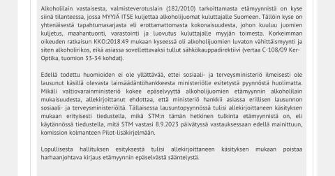 @STM_Uutiset @ValviraAlkoholi @VMuutiset Totesin @VMuutiset’n problematisoivan etämyynnin alkoholilain mukaisuutta virheellisesti ja hallitusohjelman kirjauksesta poikkeavasti. Kritisoin @STM_Uutiset’