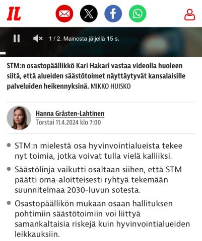 @heikkor @LHyssala Kyllä on mutta ilman muuta tarvittaisiin myös kansallinen visio #sote2030 Sitä @STM_Uutiset @kamaha1 Ilta-Sanomien jutun mukaan valmisteleekin. Hyvä niin!