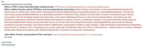 Aikanaan oli @STM_Uutiset täti Tuula Kumpulainen joka totesi, että "olisimmehan voineet kieltääkin maskit". Mitä vittua tässä maassa tapahtuu veronmaksajien rahoilla. Tragediajohtaja @pasipoh laulaa V