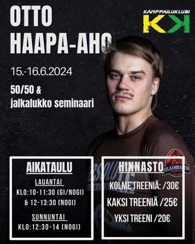 Lukkopainin hallitseva Suomenmestari Otto Haapa-Aho tulee Ouluun vetämään 50/50 - ja jalkalukkoseminaarin 15-16.6. Otto ...