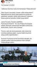 YLE Uutiset 2.4.2024 ”Jatkossa Suomea myös komennetaan Yhdysvalloista” Suomen Puolustusvoimat kouluttaa nykyään siis meidän poikia (tulevaisuudessa myös tyttöjä!) Yhdysvaltojen sotiin. Janne Kuusela,